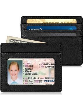 RFID Slim Card Holder Wallet with ID Window Front Pocket for Men Women